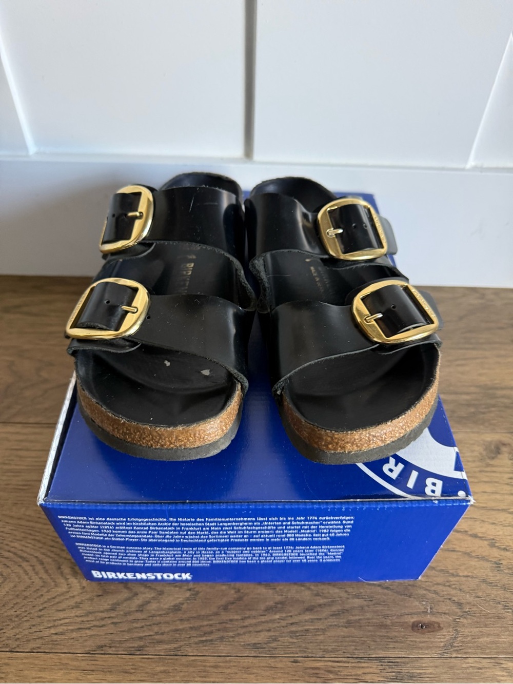Birkenstock Big Buckle High Shine Black Arizona Sandals - Picture 3 of 14